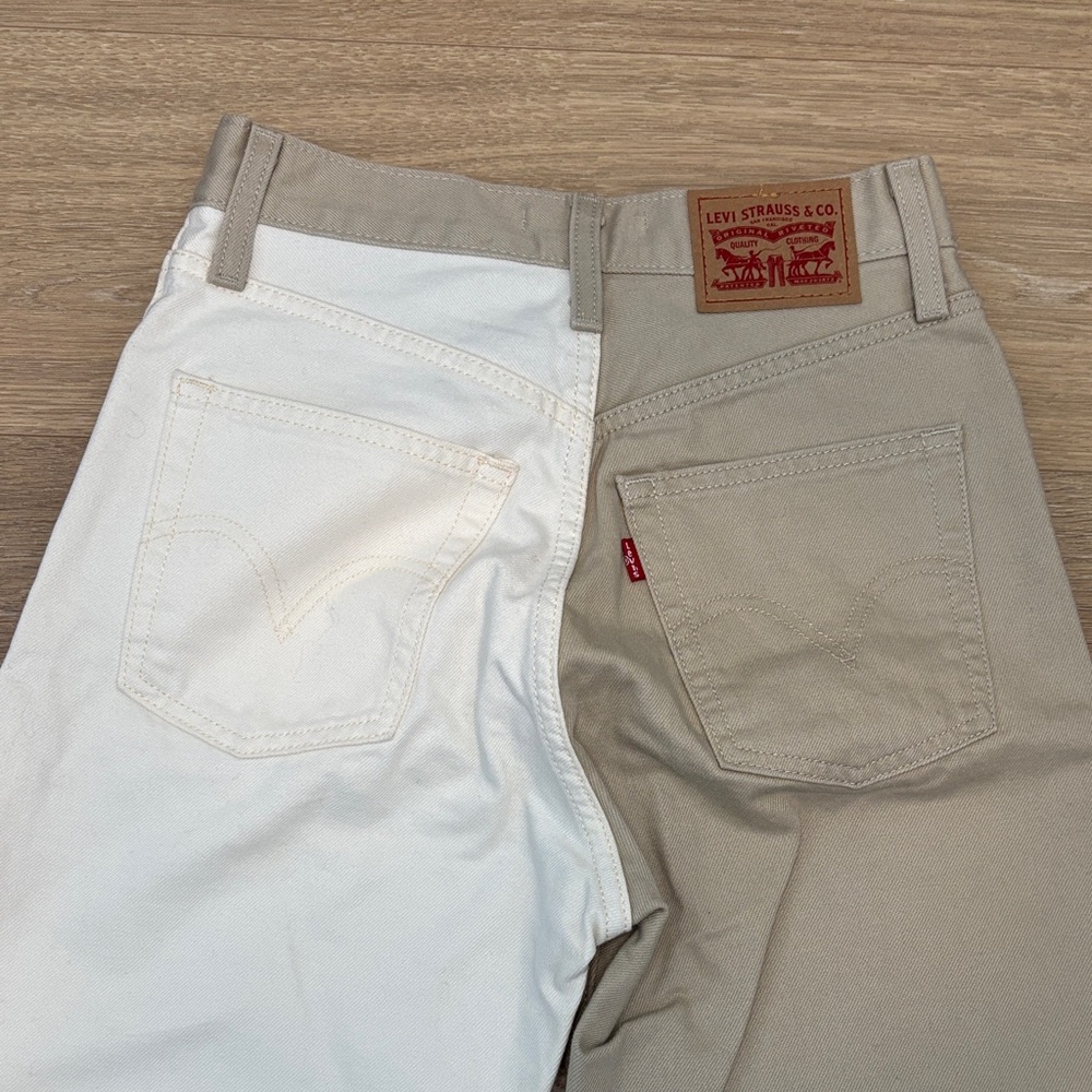 Levi's Ribcage Straight Ankle Two Toned Women's Tan Off White Jeans W25 L27 - Picture 13 of 13